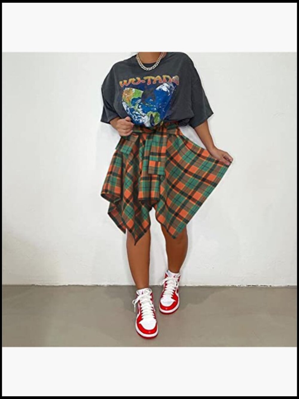 High Waisted Knot Front Asymmetrical Hem Mini Skater Skirt Y2K Pleated - Picture 3 of 7